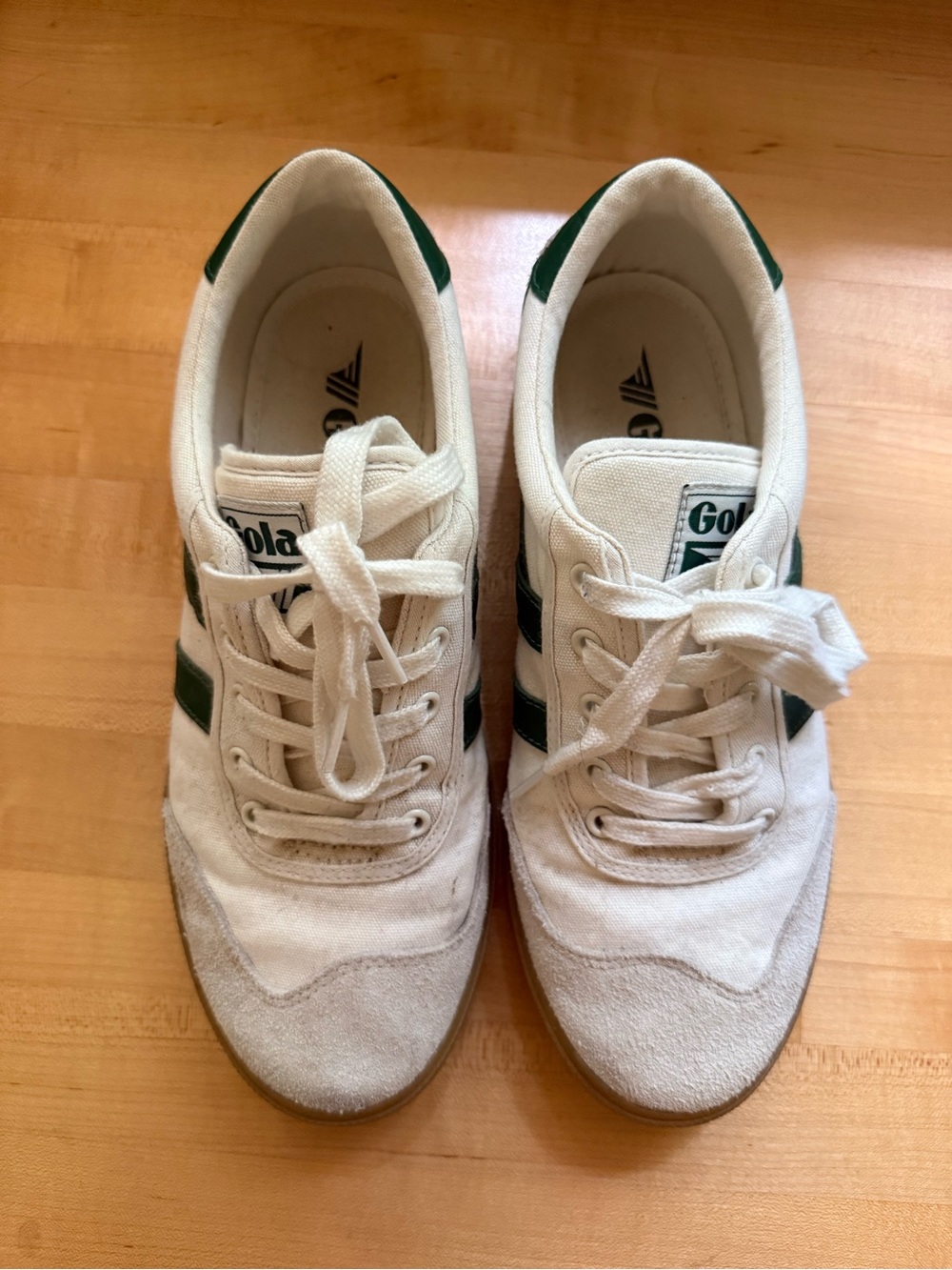 Gola women’s White Canvas Sneakers with Green Stripes - Picture 4 of 4